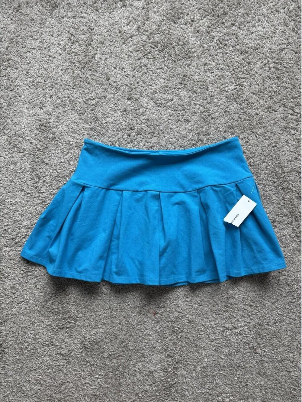 Urban Outfitters NWT Women’s Med Blue Pleated Micro Mini Skort Festival - Picture 2 of 7